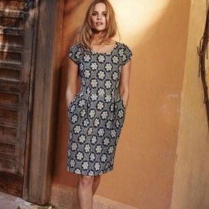 Boden Arianna Cap Sleeve Floral Embroidered Jacquard Daisy Mini Dress size 6